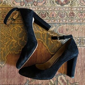 Madewell removable ankle strap suede heels